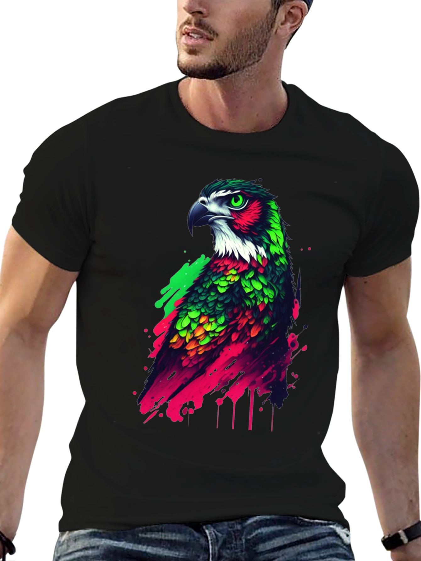 Black Eagle Graphic Tee - Vibrant Bird Design view 6
