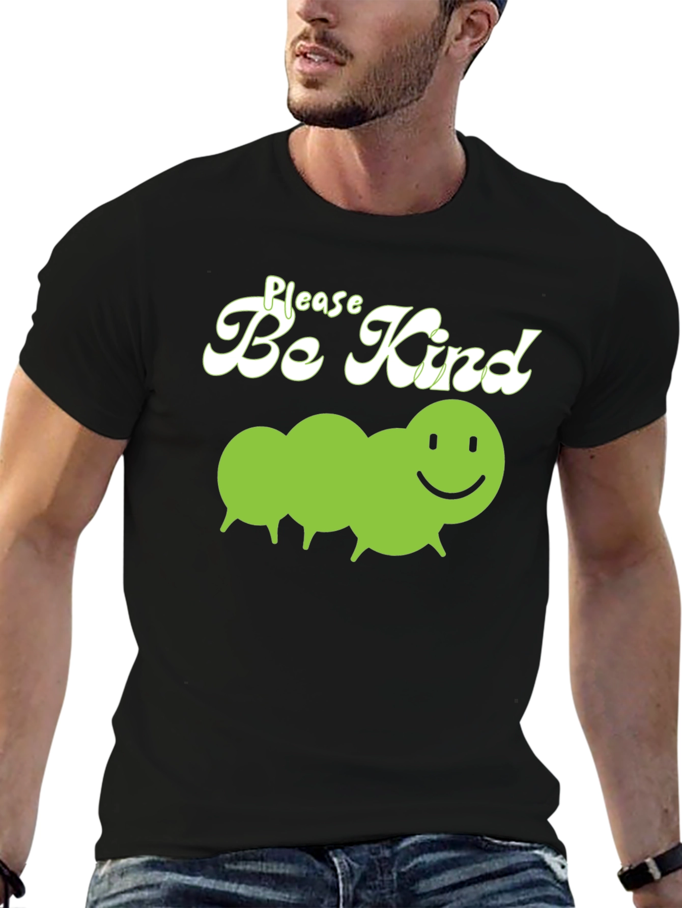 Black Please Be Kind Caterpillar Graphic Tee view 6