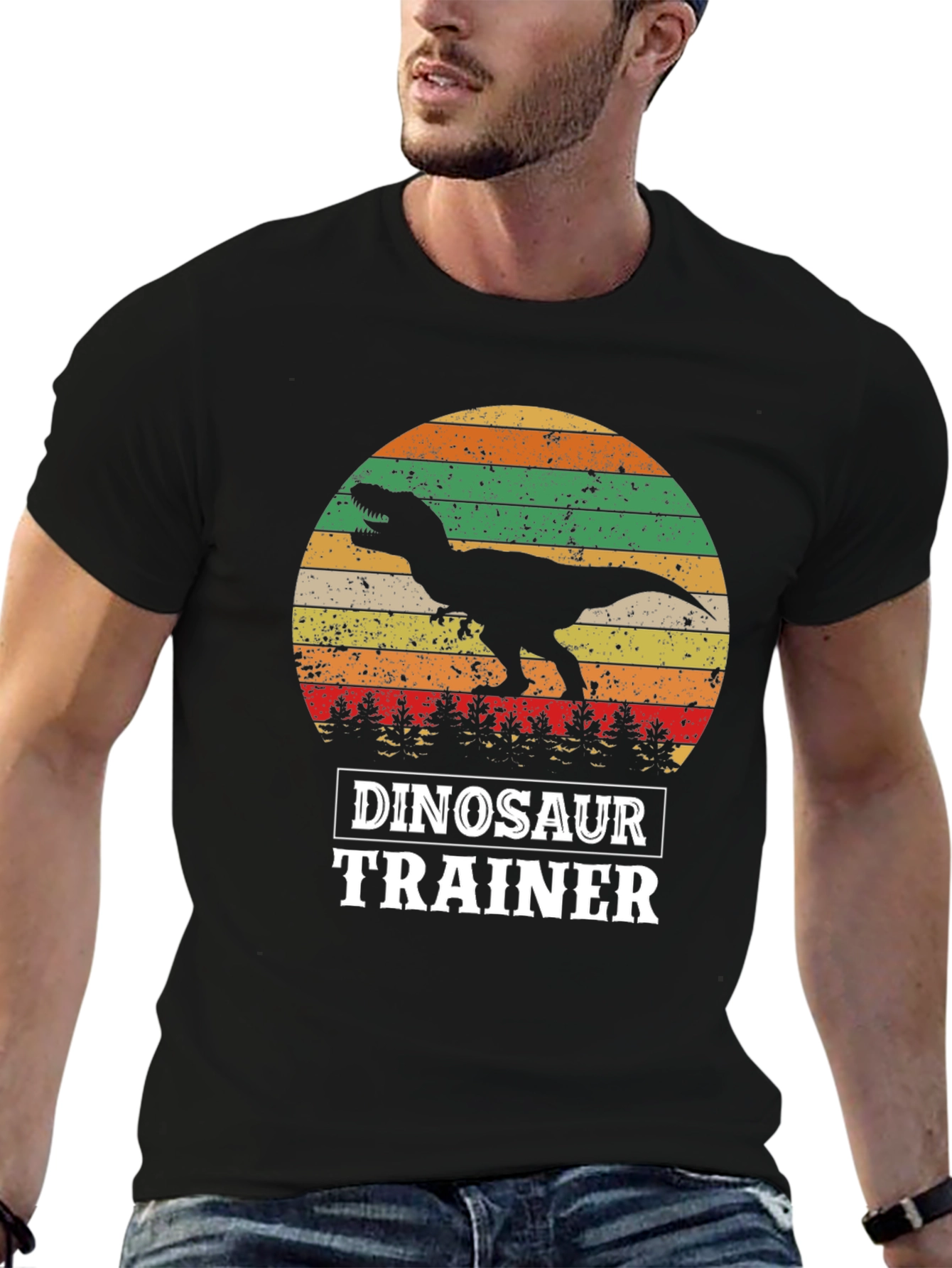 Black Dinosaur Trainer T-Shirt - Retro T-Rex Design view 6