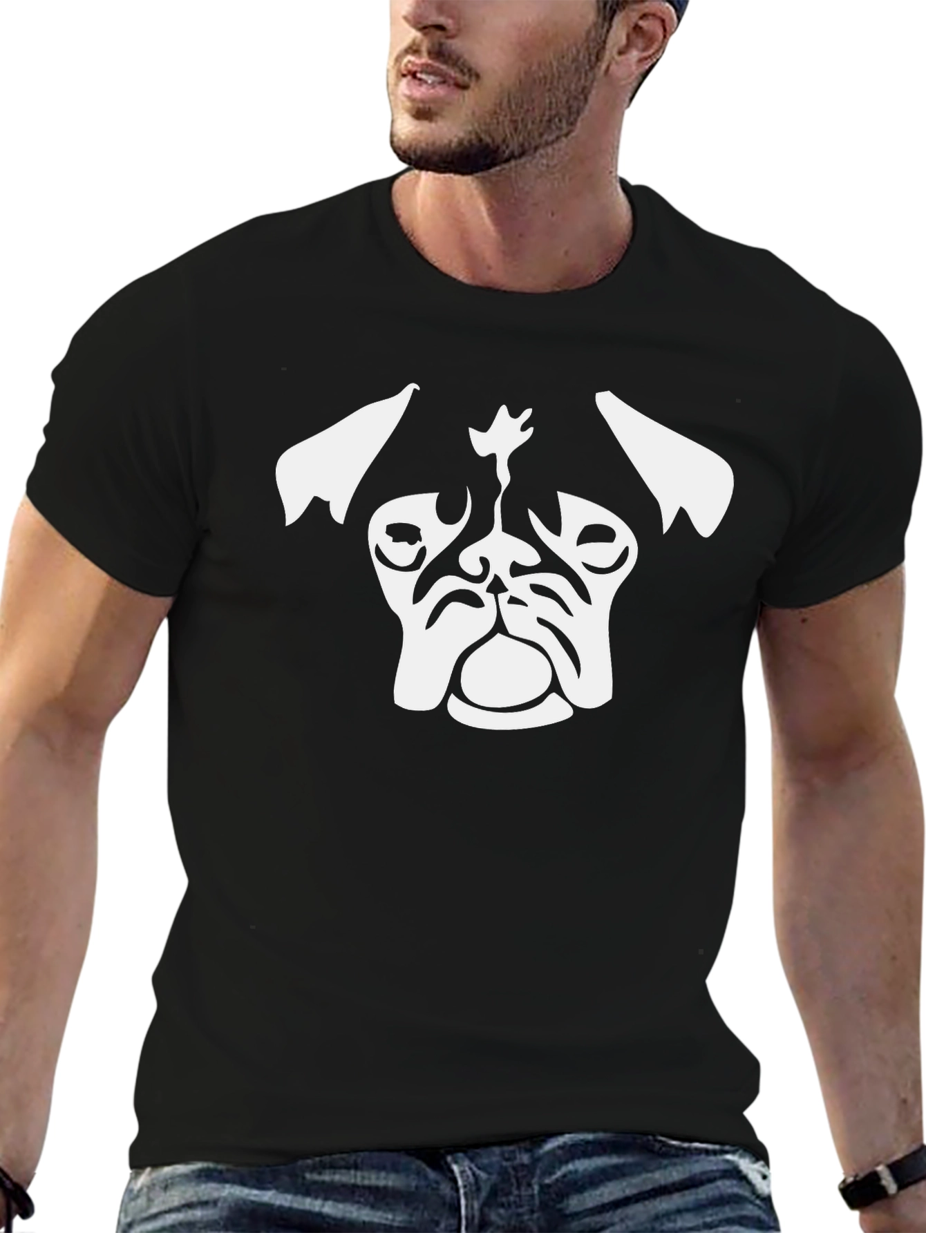 Black Pug Head Graphic Tee - Stylish Black T-Shirt view 6