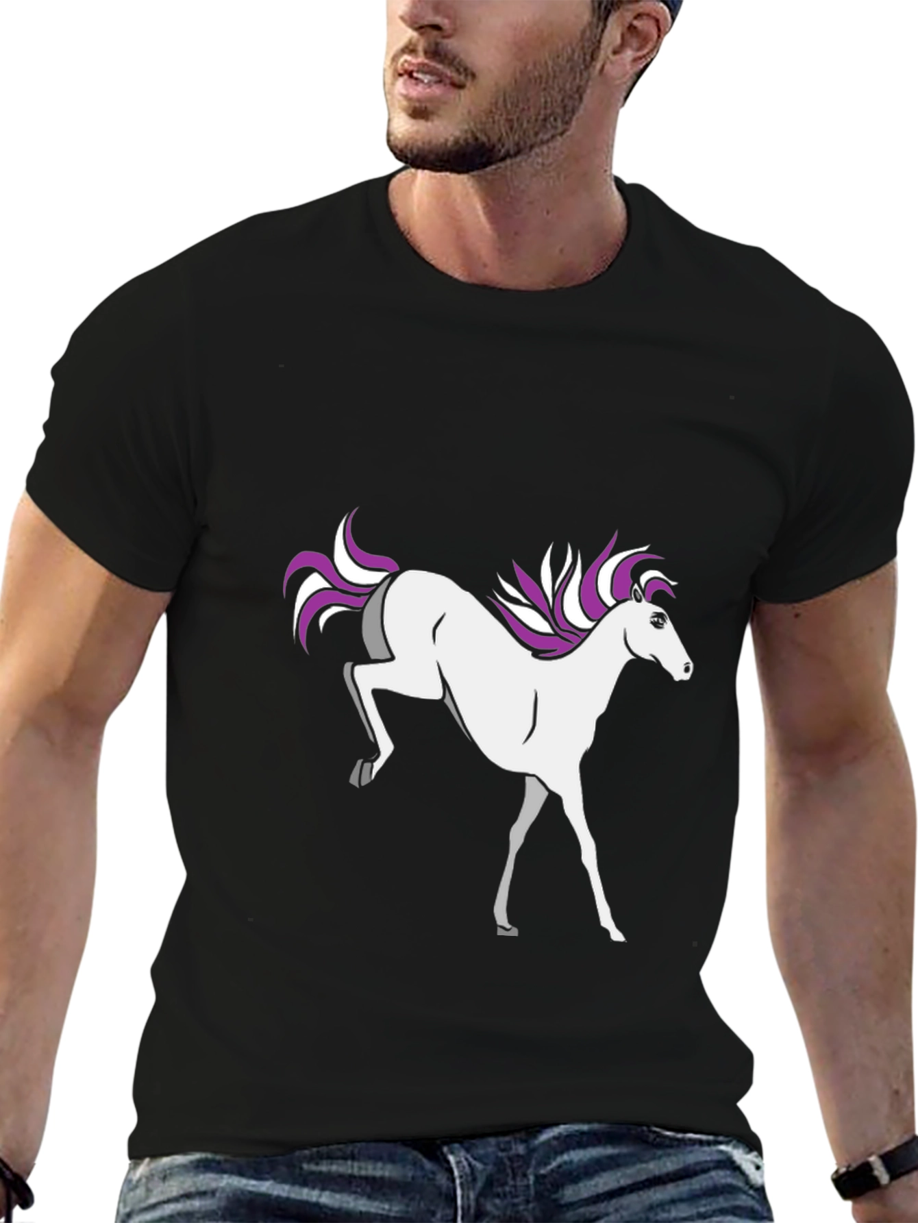 Black Unicorn Graphic Tee - Black Cotton T-Shirt view 6