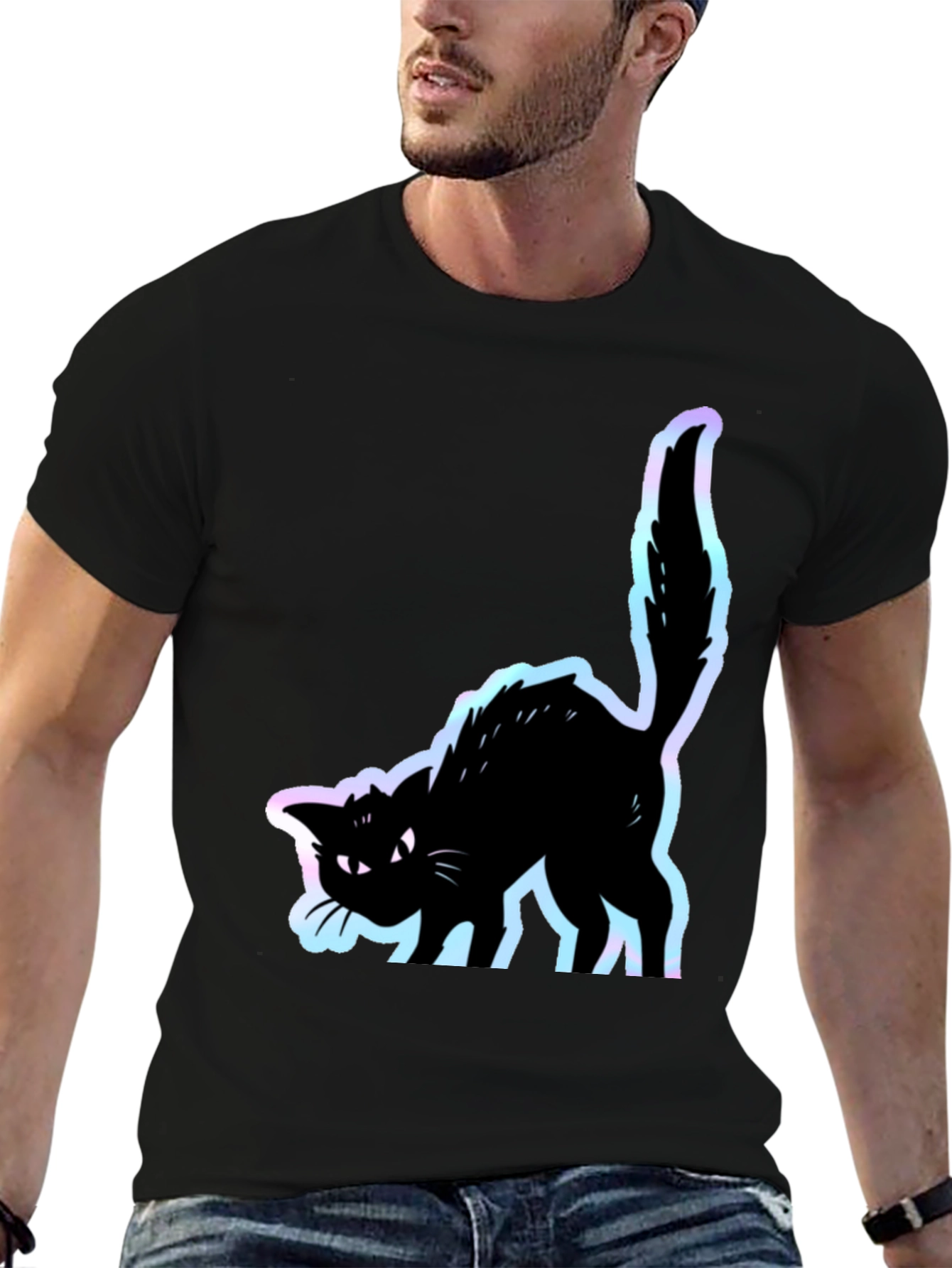 Black Black Cat Graphic Tee - Men's Short Sleeve Shirt view 6