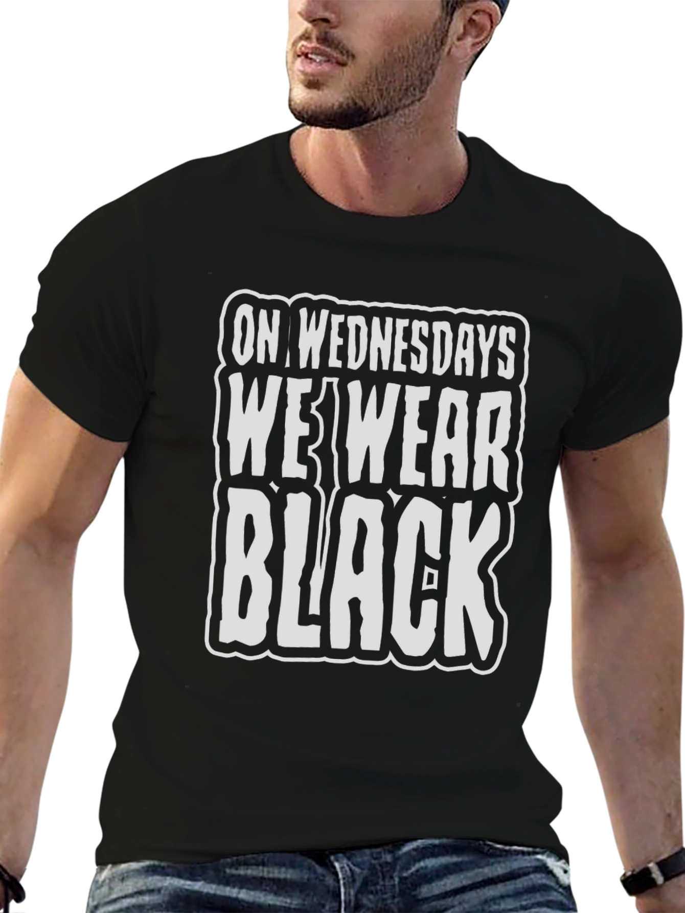 Black On Wednesdays We Wear Black T-Shirt view 6