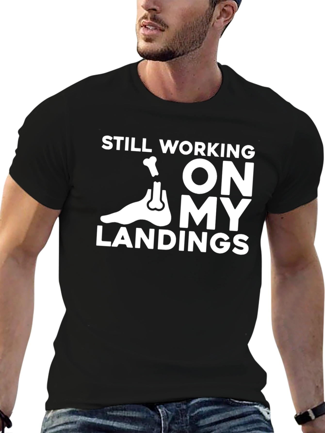 Black Still Working On My Landings T-Shirt view 6