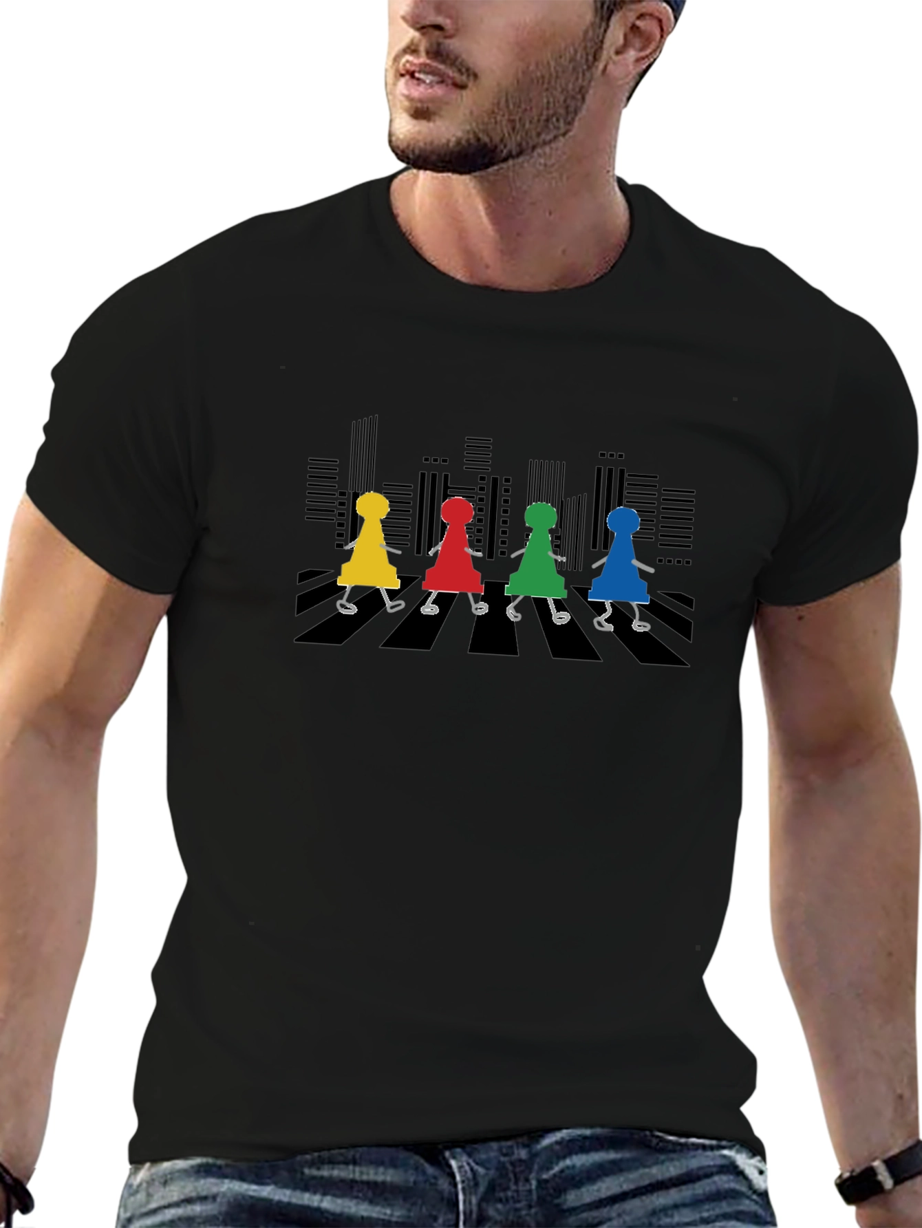 Black Board Game Abbey Road Men's T-Shirt view 6