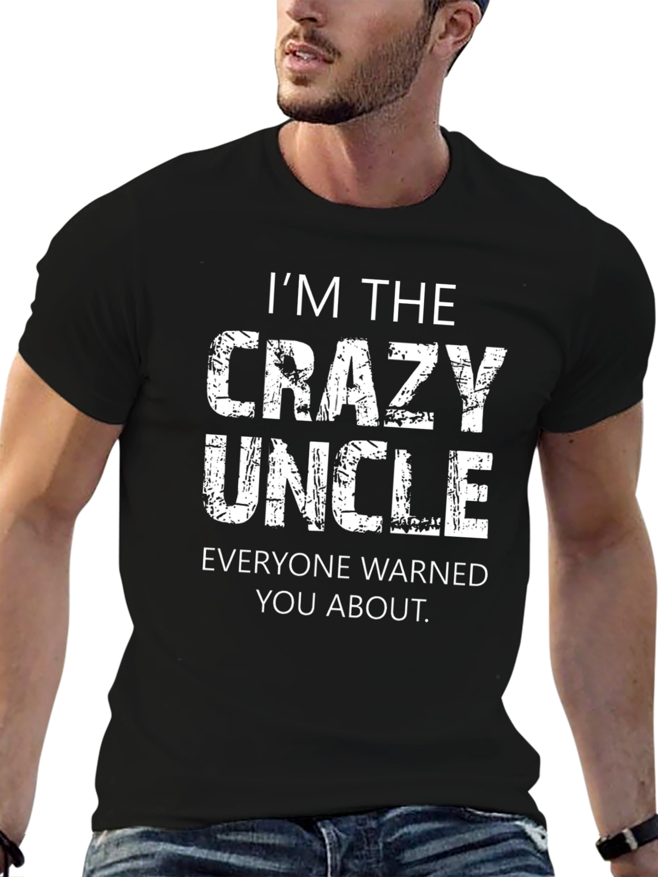 Black Crazy Uncle T-Shirt - Warning Label Tee view 6