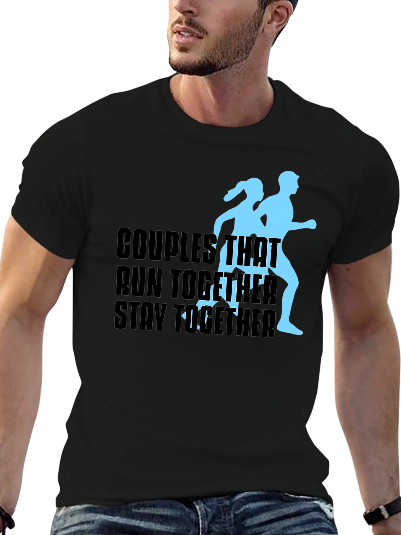 Black Couples Run Together T-Shirt - Matching Athletic Apparel view 6