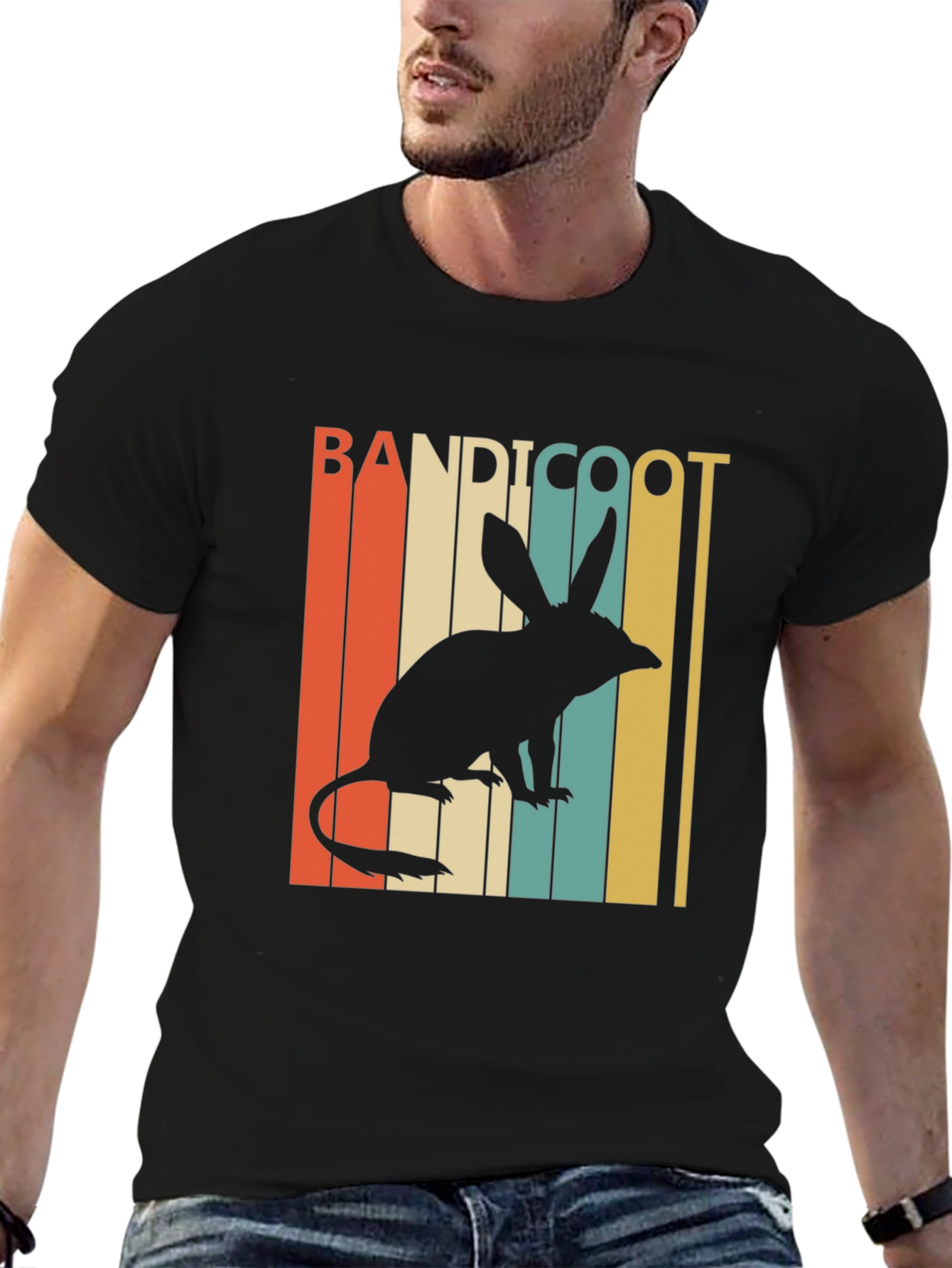 Black Bandicoot Retro Style T-Shirt view 6