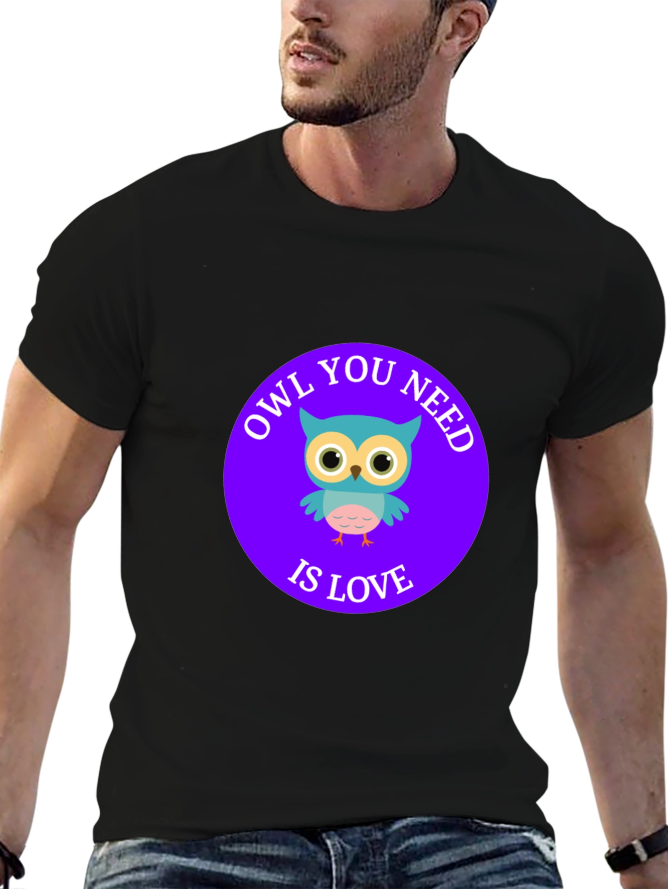 Black Owl You Need Is Love T-Shirt - Cute Cartoon Design view 6