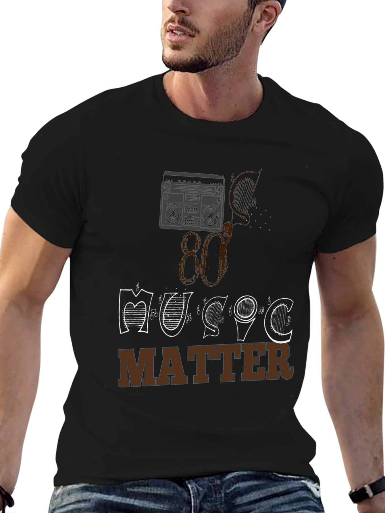 Black 80's Music Matters Graphic Tee view 6