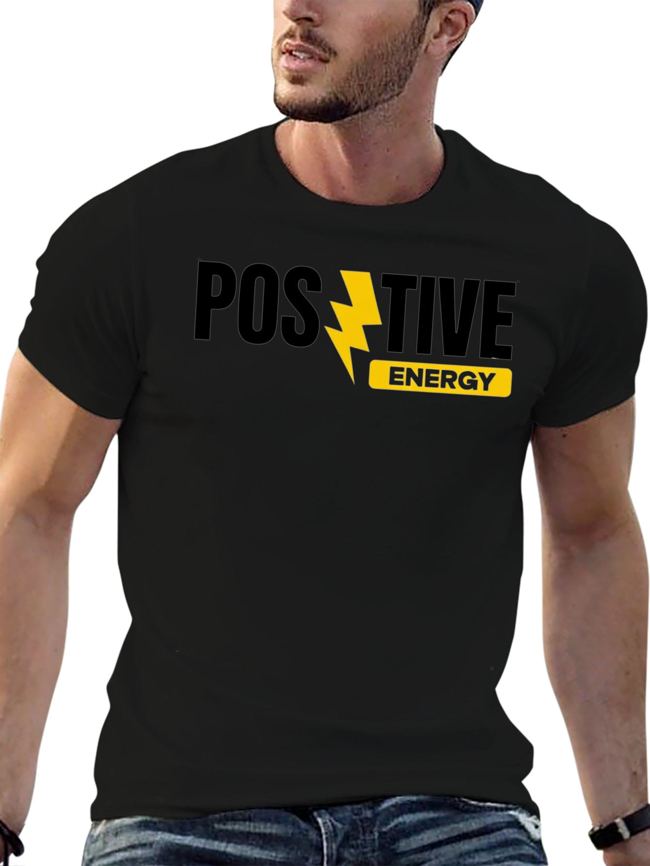 Black Positive Energy Graphic Tee - Trendy Menswear view 6