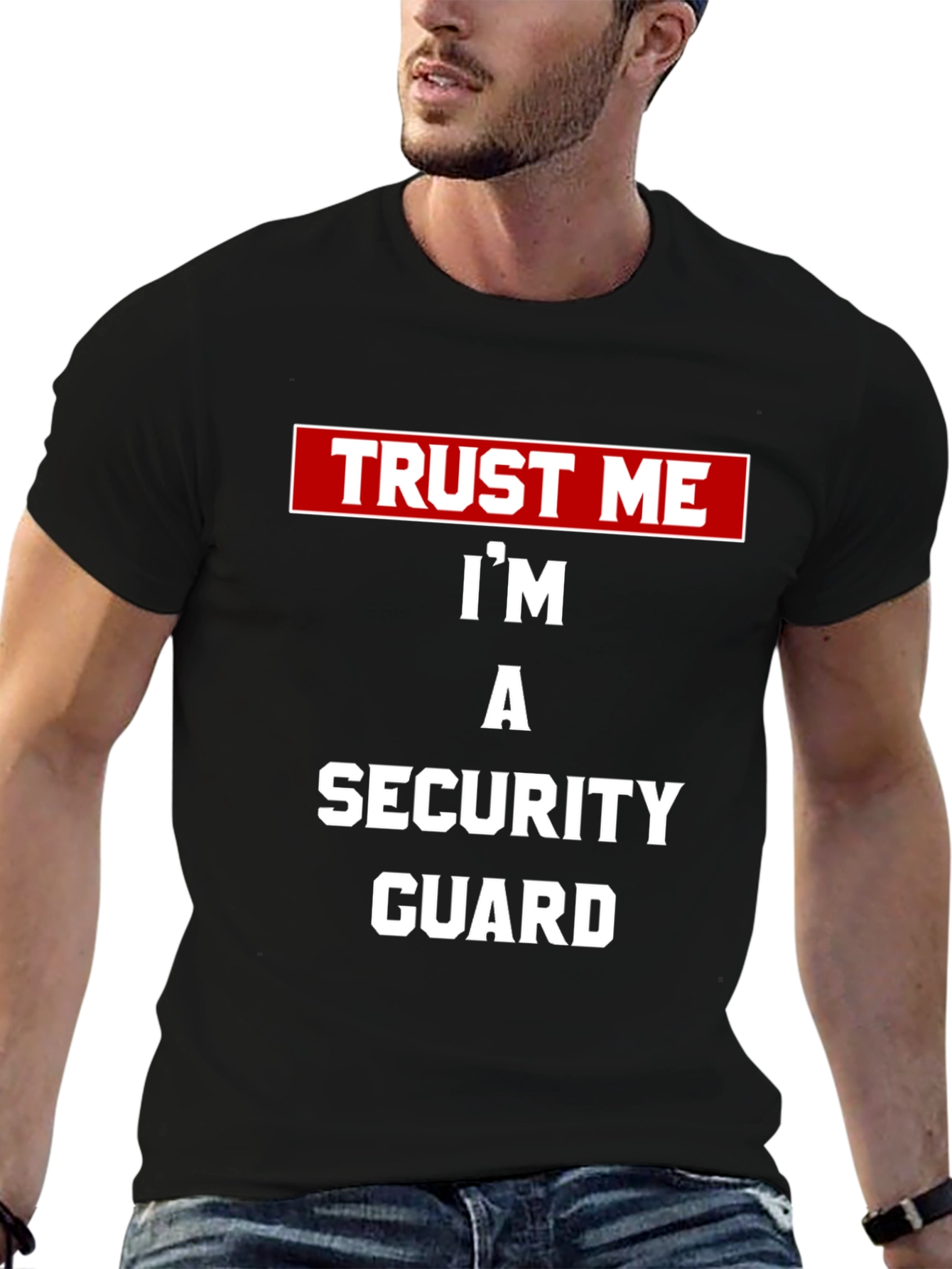 Black Trust Me Security Guard Tee - Black Novelty T-Shirt view 6