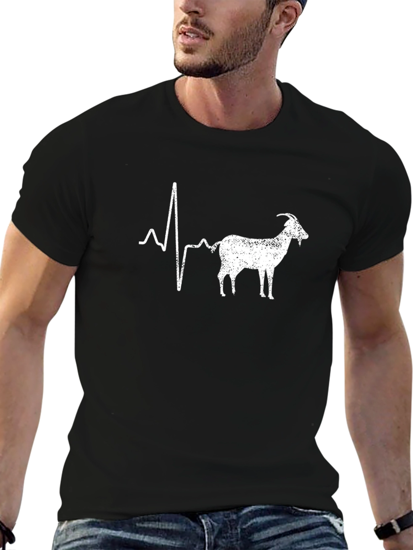 Black Goat Heartbeat T-Shirt - Black Graphic Tee view 6