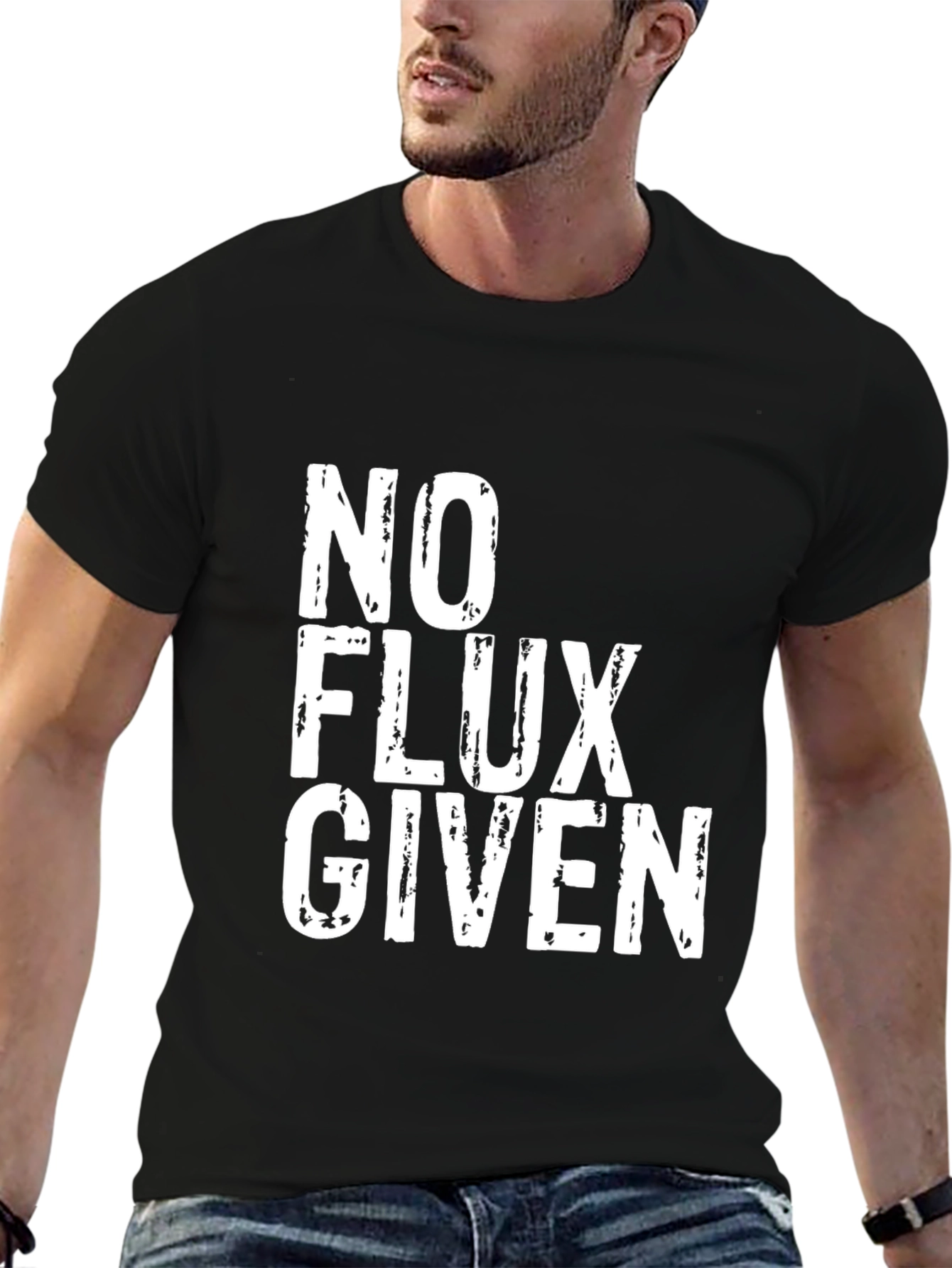 Black No Flux Given Graphic T-Shirt - Black Cotton Tee view 6
