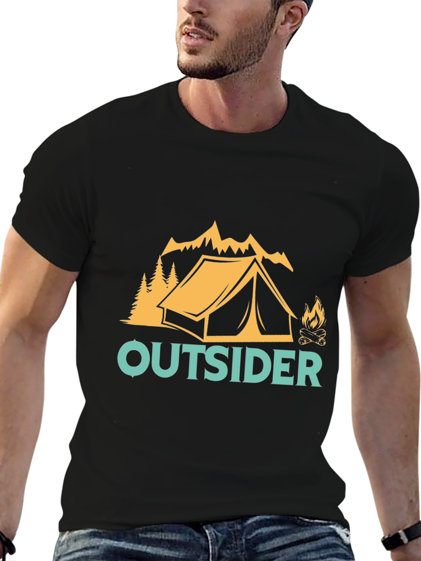 Black Outsider Camping Graphic Tee view 6