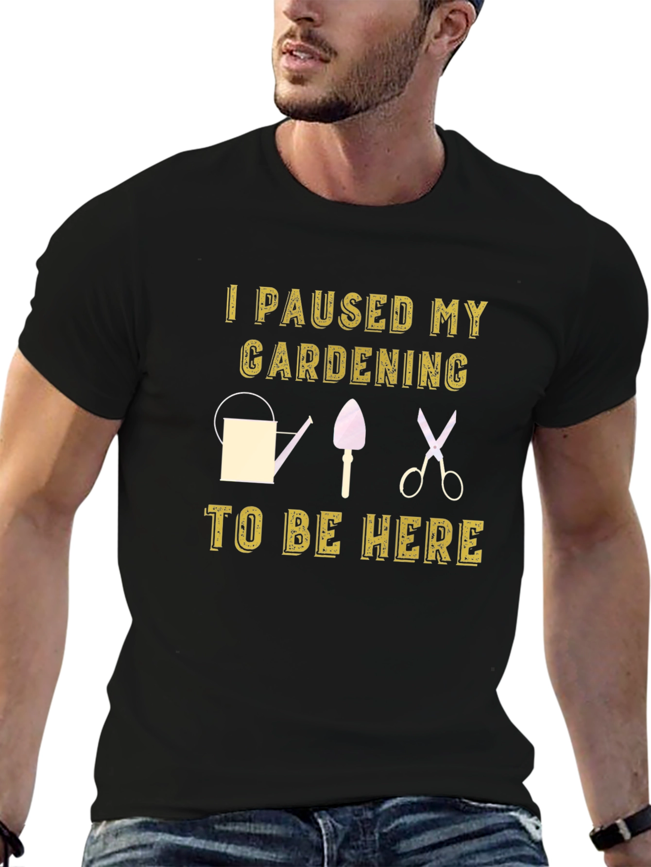 Black Gardening Pause T-Shirt - Humor Tee view 6
