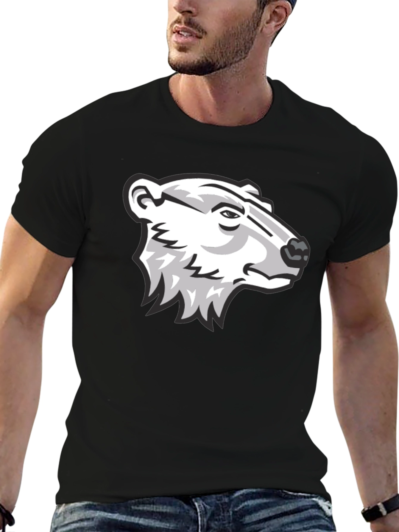 Black Cool Bear Graphic Black T-Shirt view 6