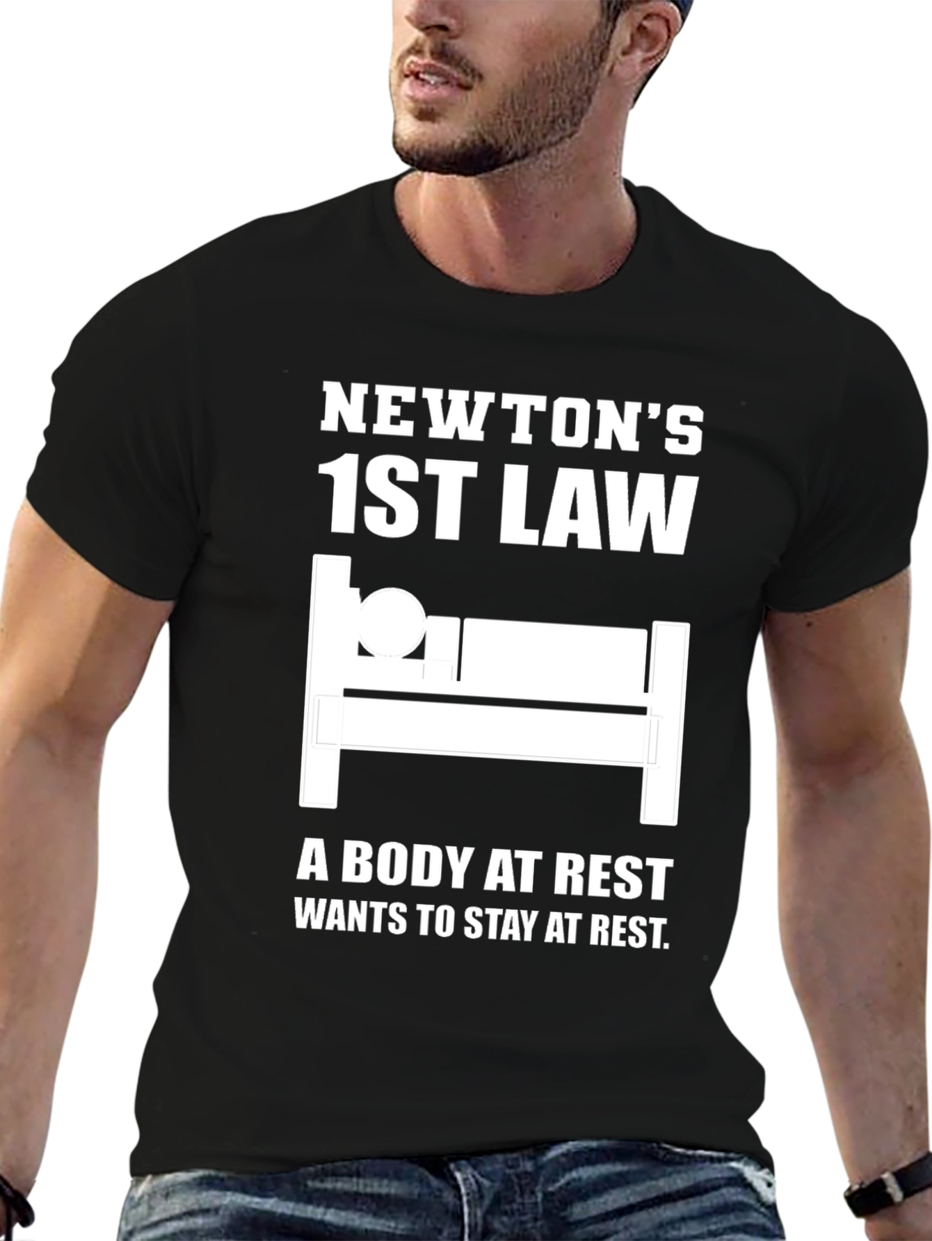 Black Newton's 1st Law Black T-Shirt view 6
