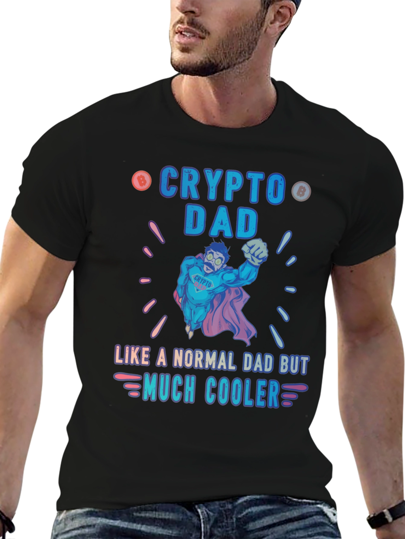 Black Crypto Dad T-Shirt - Like a Normal Dad But Much Cooler view 6