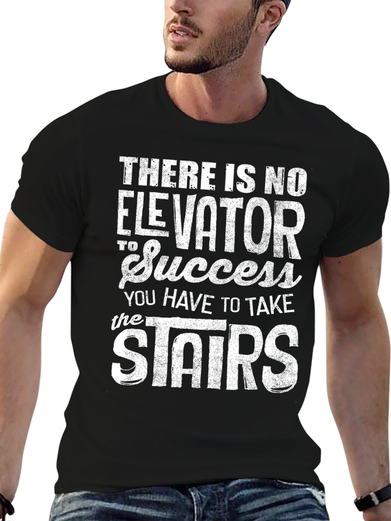 Black Success Stairs Graphic Tee - Motivational Black T-Shirt view 6