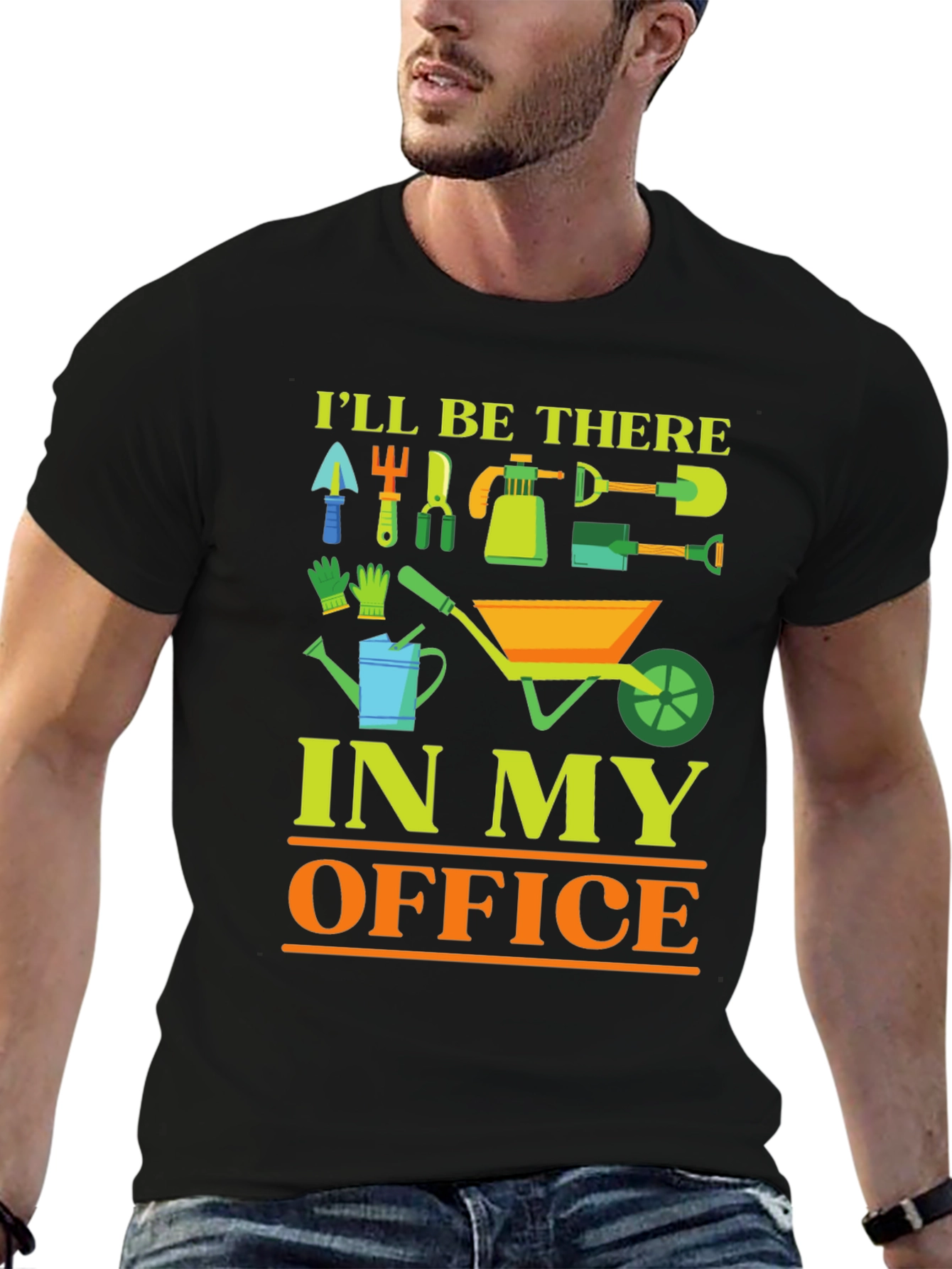 Black Gardening T-Shirt - I'll Be There In My Office view 6