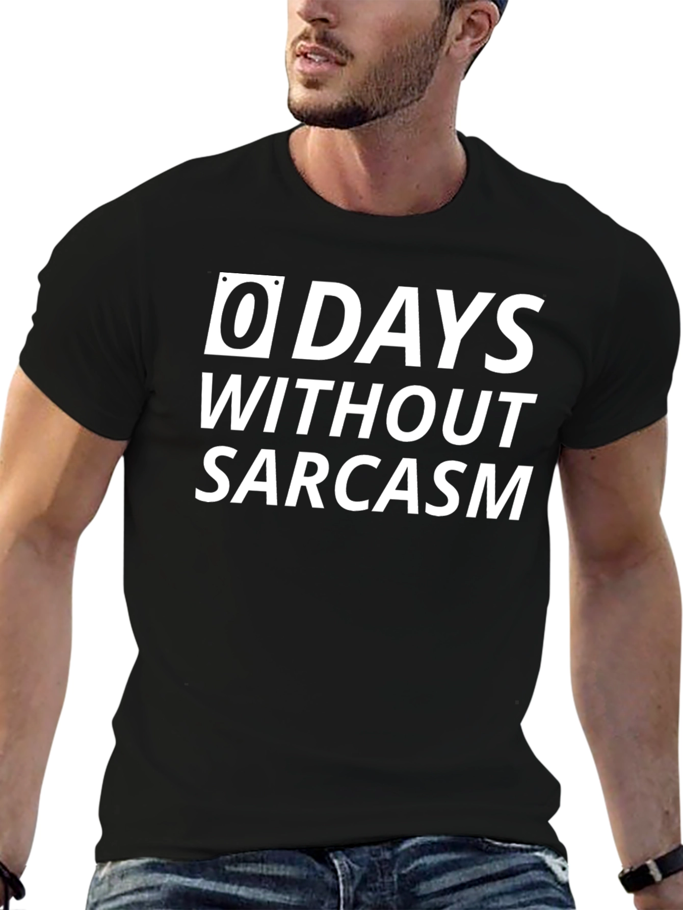 Black Sarcasm T-Shirt: "0 Days Without" Funny Graphic Tee view 6