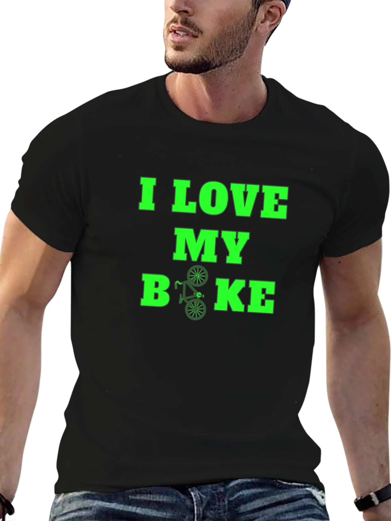 Black I Love My Bike Graphic Tee - Black view 6