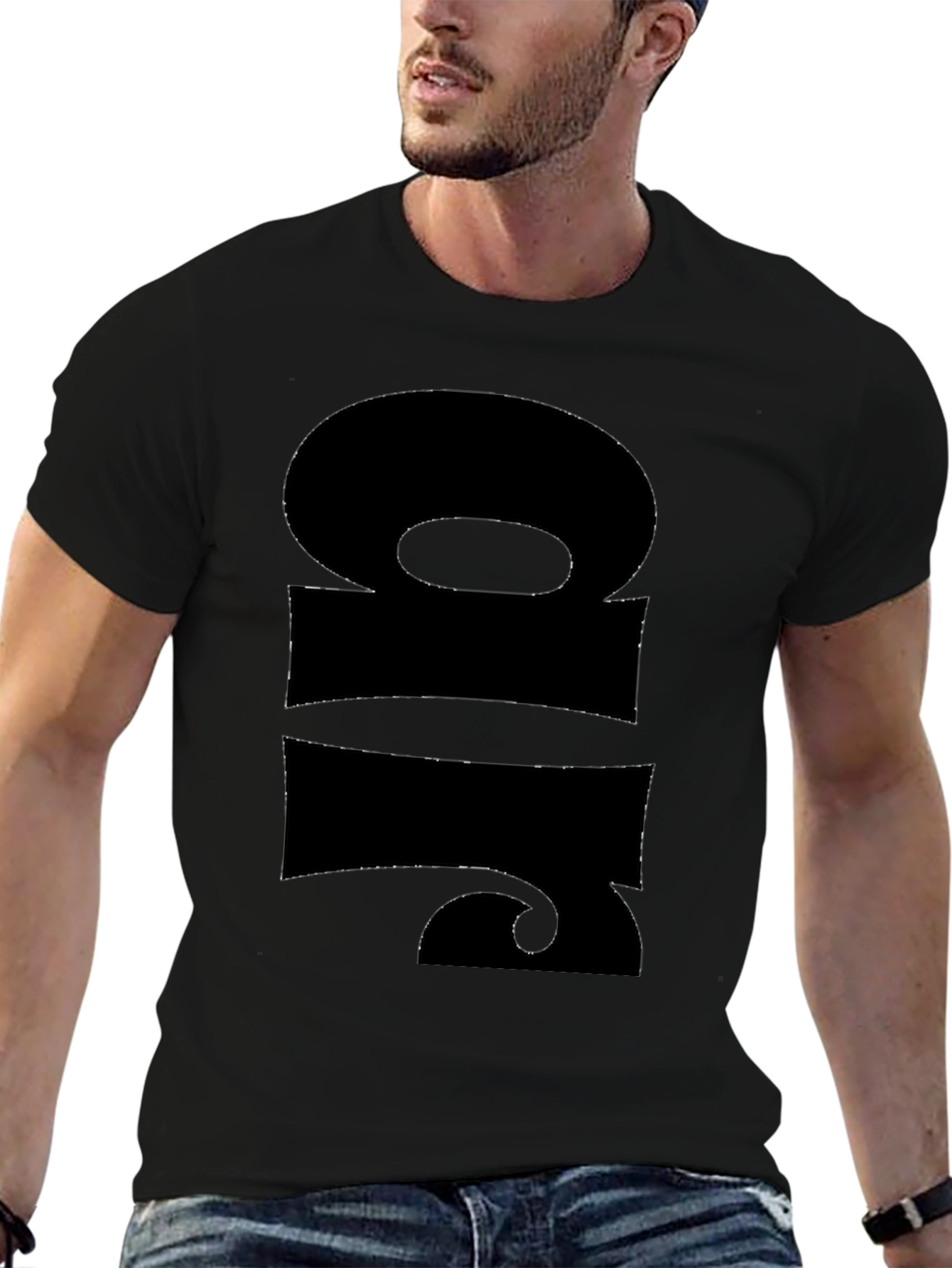 Black Bold Graphic Print Black T-Shirt view 6