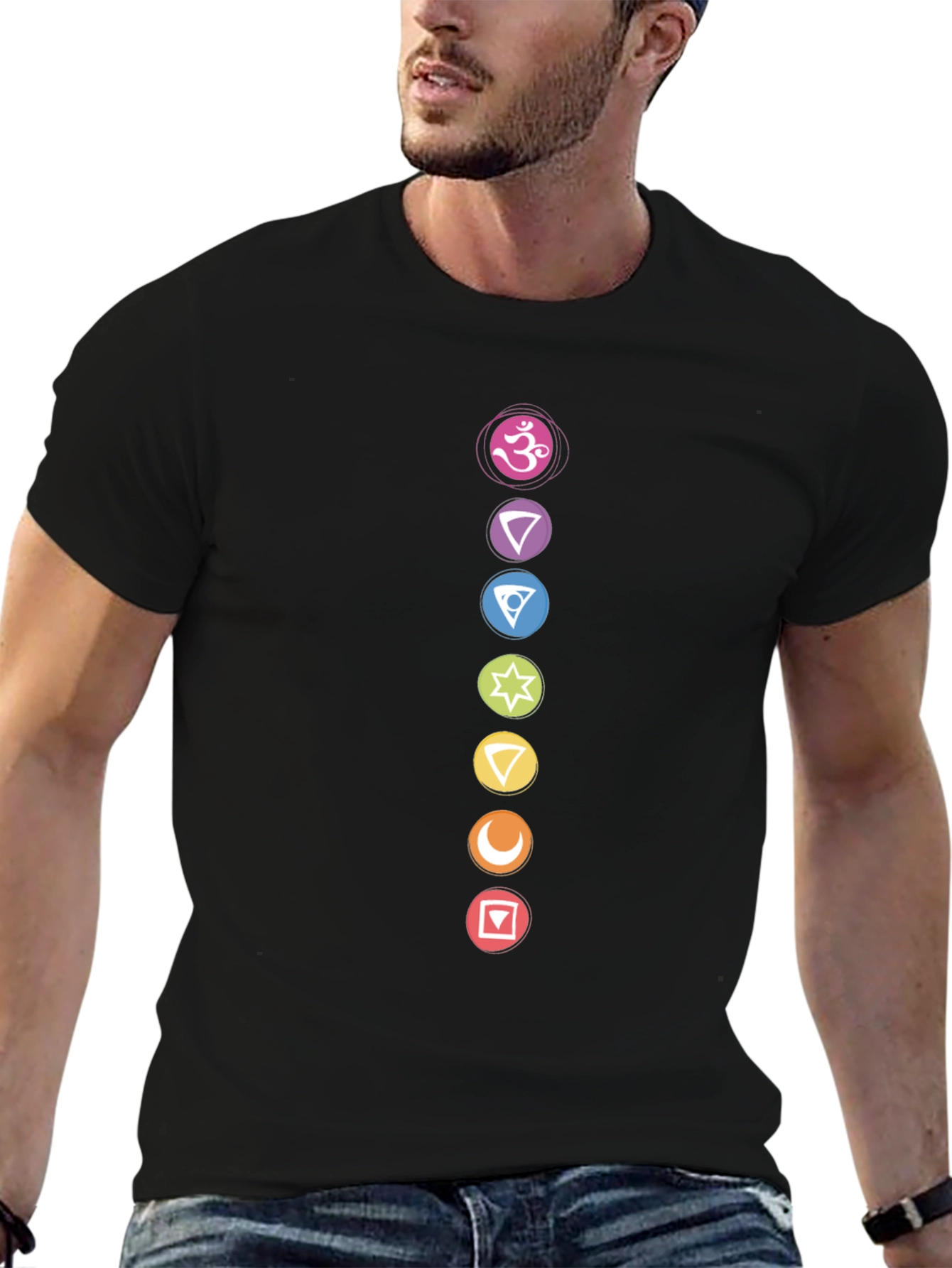 Black Chakra Symbol Graphic Print Black T-Shirt view 6