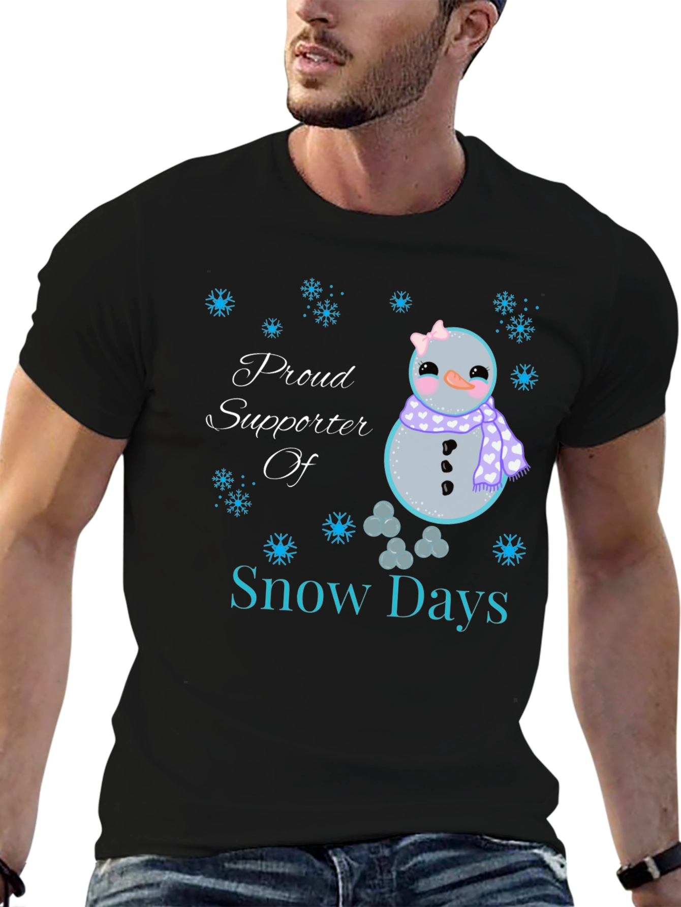 Black Proud Supporter of Snow Days T-Shirt view 6