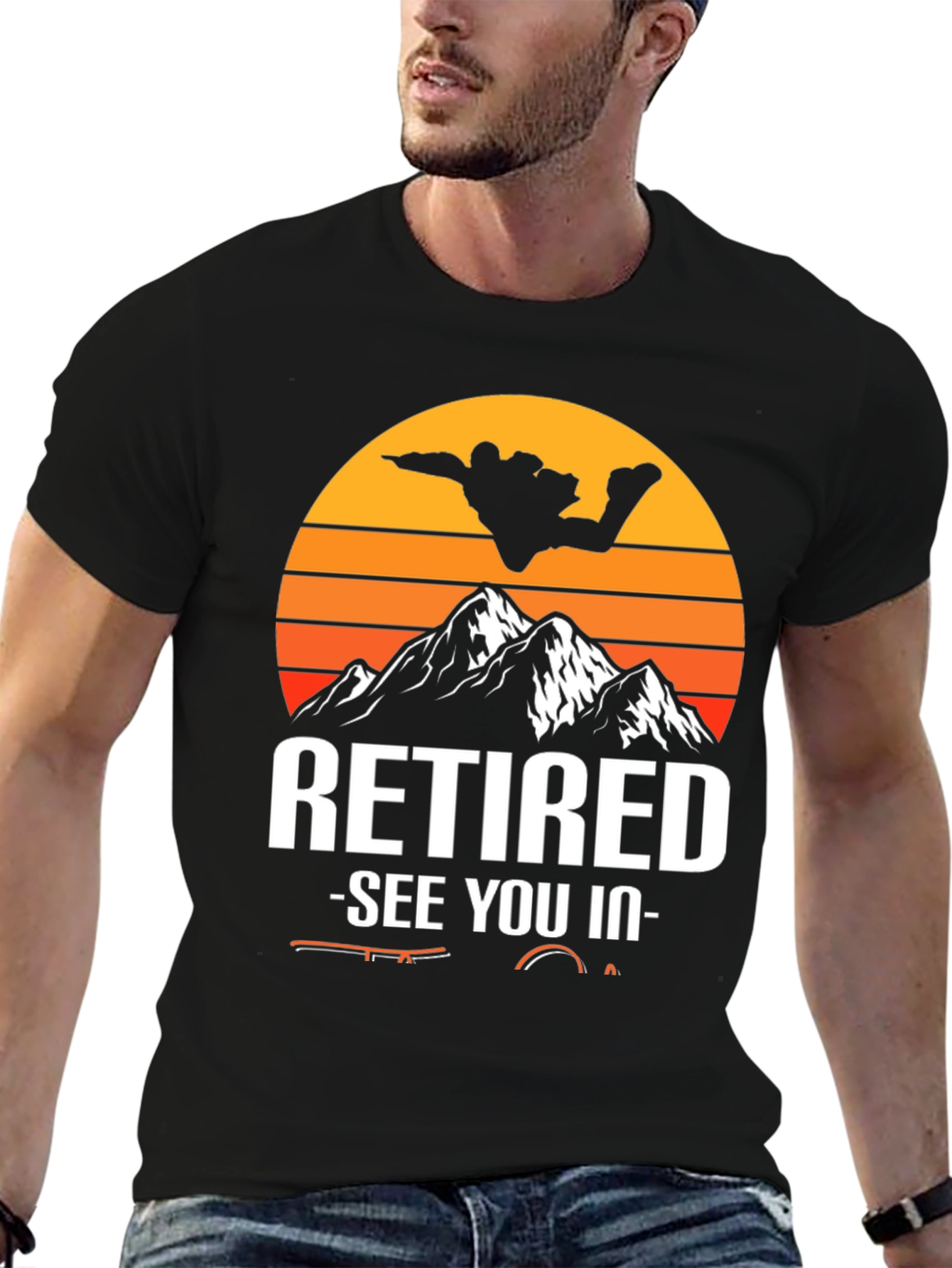 Black Retired Fishing Graphic T-Shirt view 6