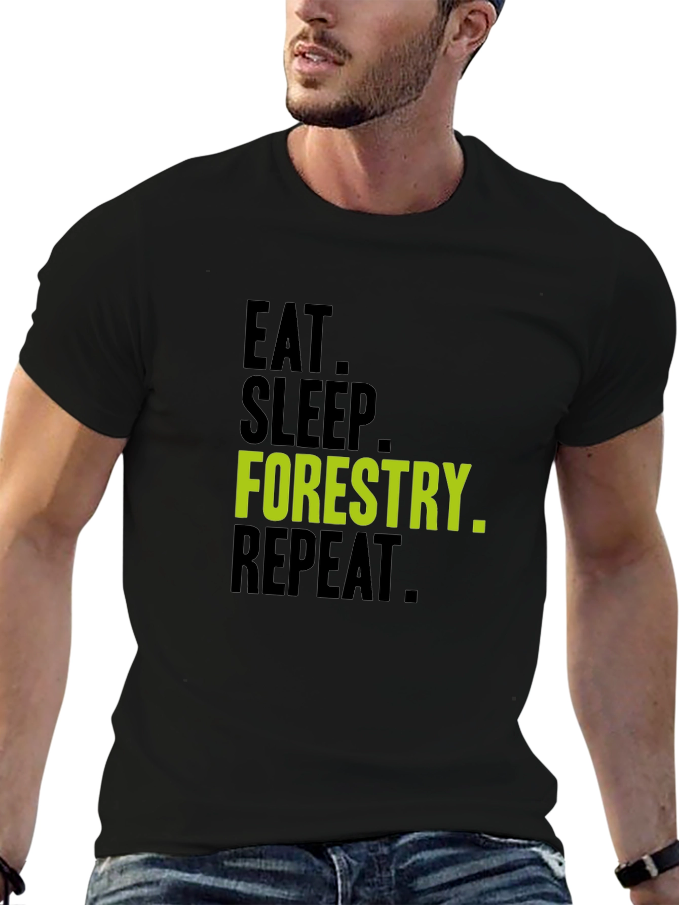 Black Eat Sleep Forestry Repeat T-Shirt view 6
