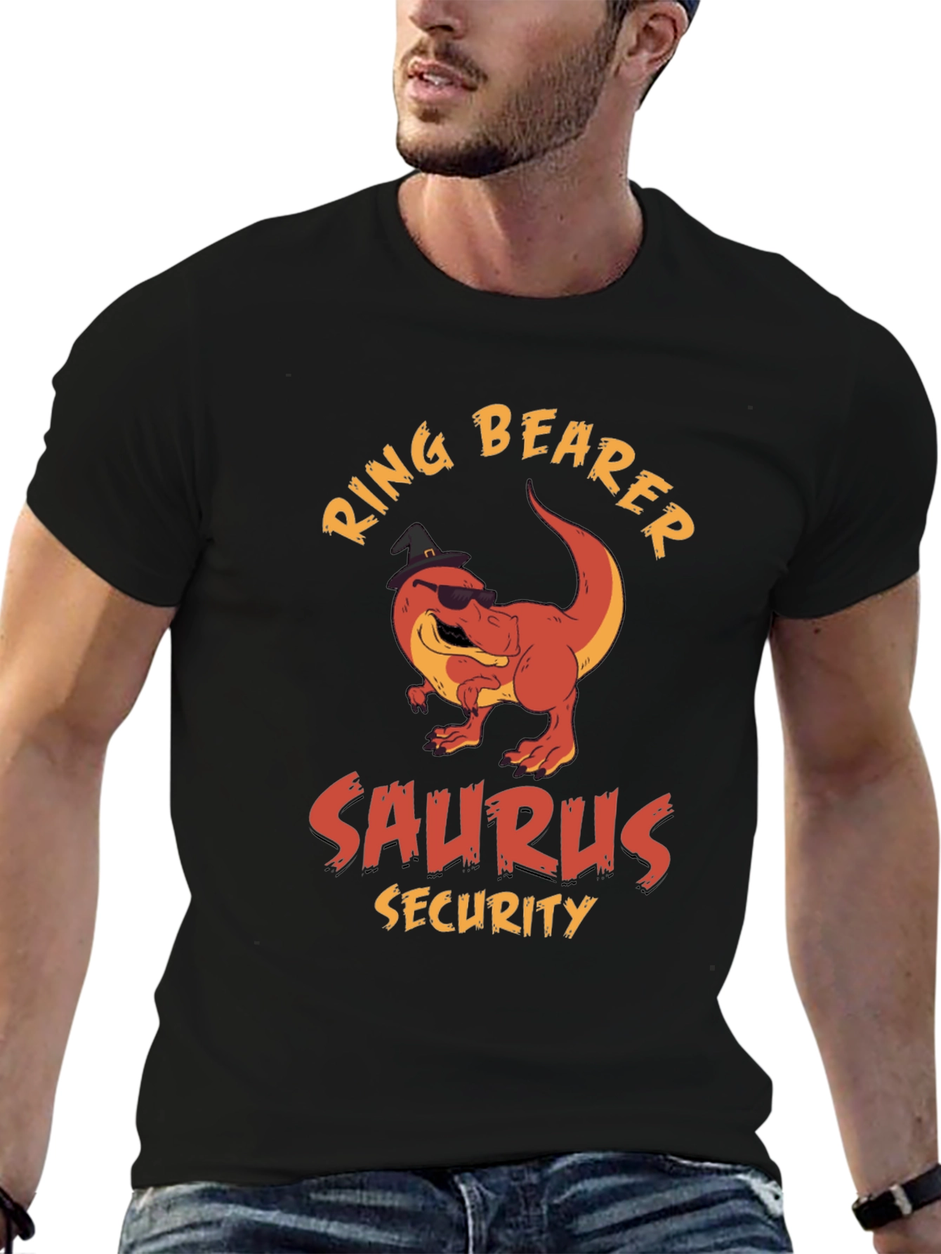 Black Ring Bearer Saurus Security T-Shirt view 6