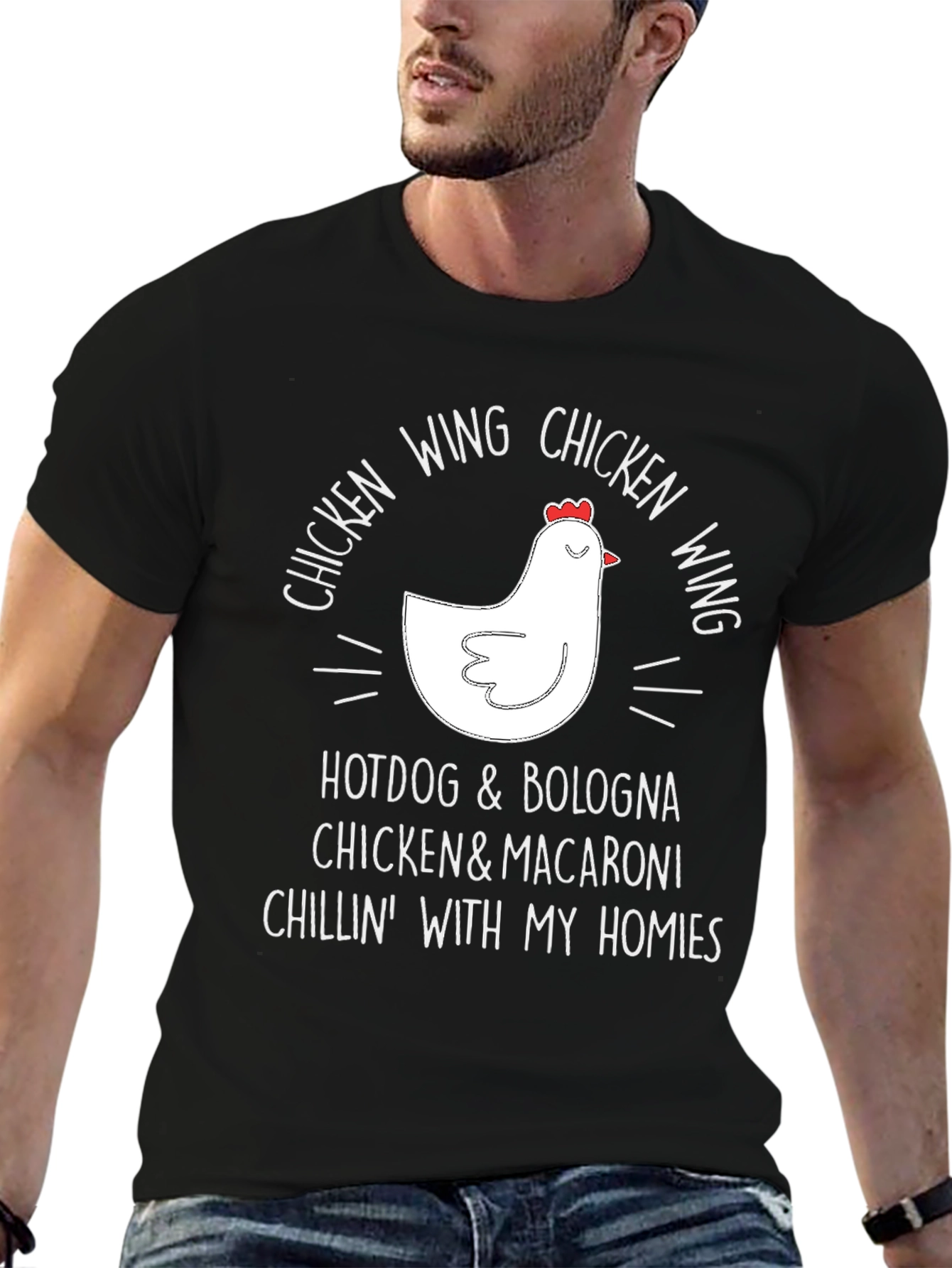 Black Chicken Wing Novelty Graphic T-Shirt view 6