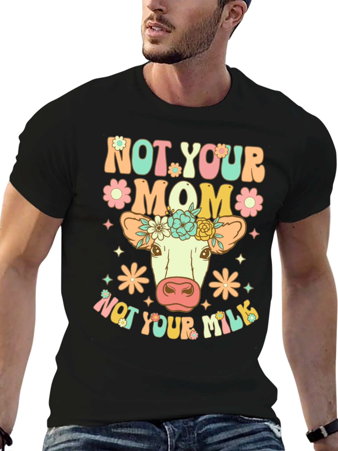 Black Not Your Mom, Not Your Milk Vegan T-Shirt view 6