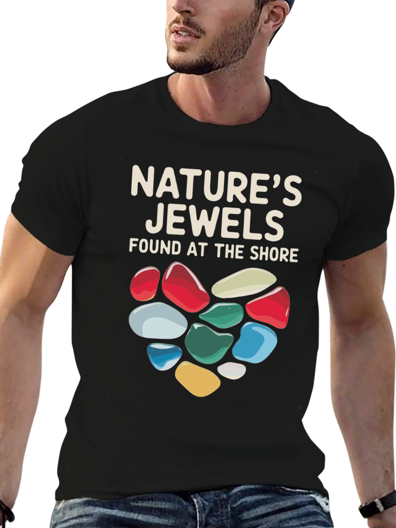 Black Nature's Jewels T-Shirt - Found at the Shore view 6