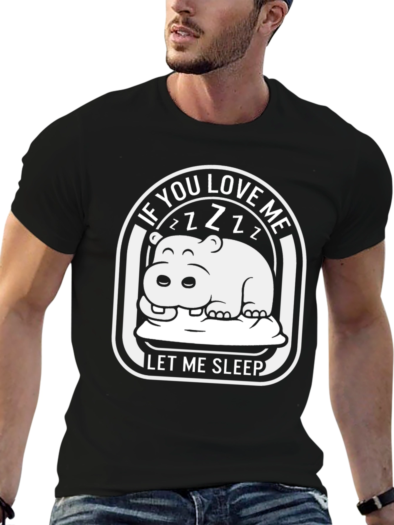 Black Sleepy Hippo Graphic Tee - If You Love Me Let Me Sleep! view 6