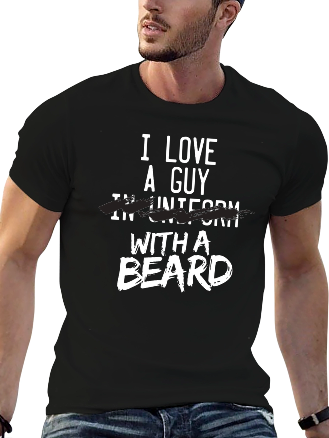 Black I Love A Guy With A Beard T-Shirt view 6