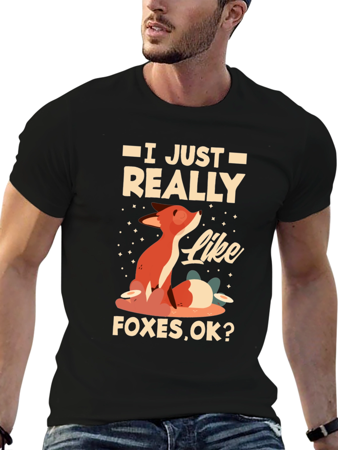Black I Just Really Like Foxes T-Shirt view 6