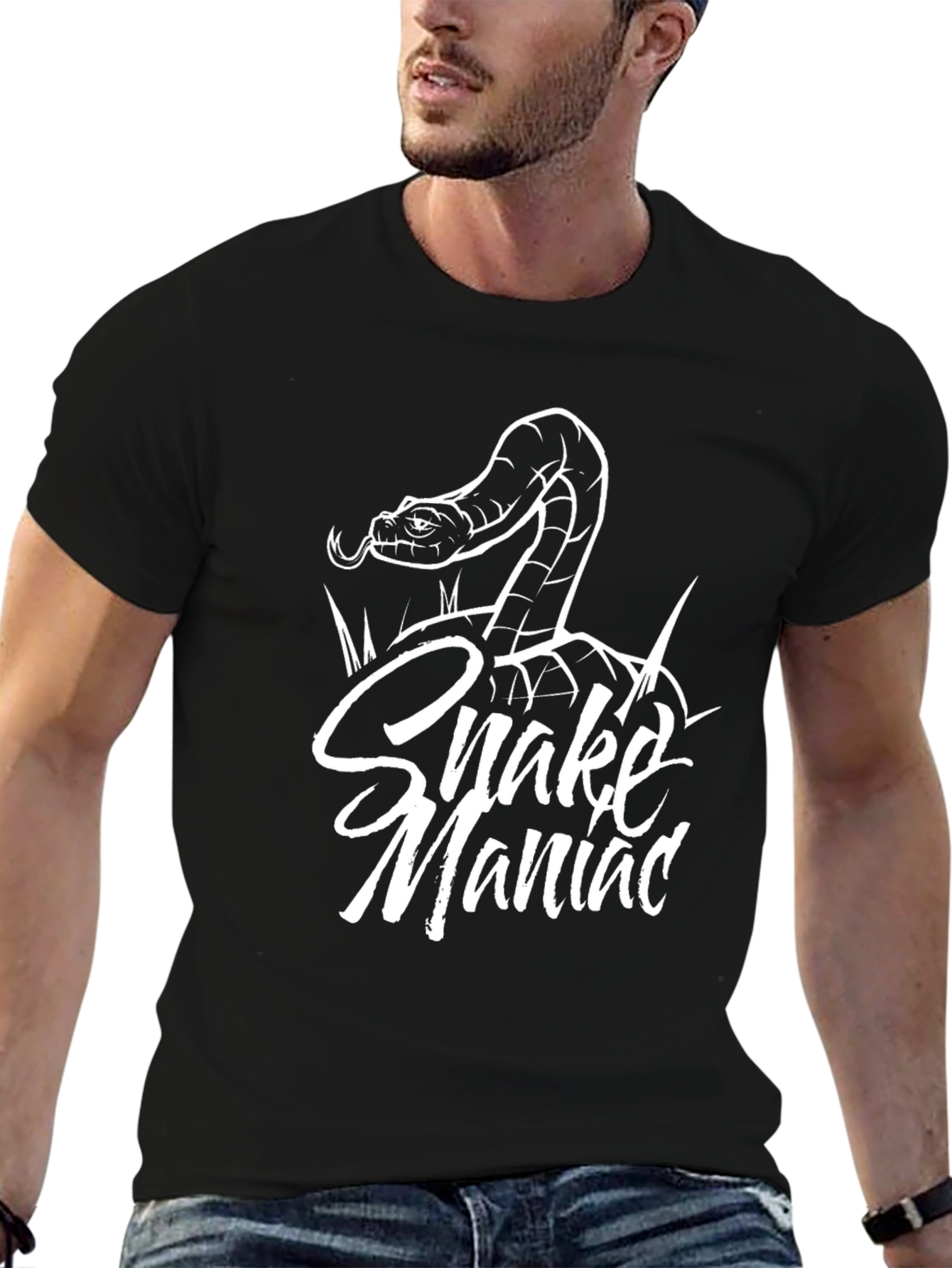 Black Snake Maniac Graphic Black T-Shirt view 6