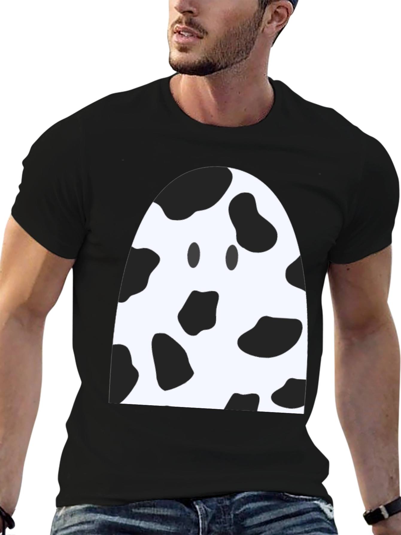Black Cow Print Ghost T-Shirt view 6
