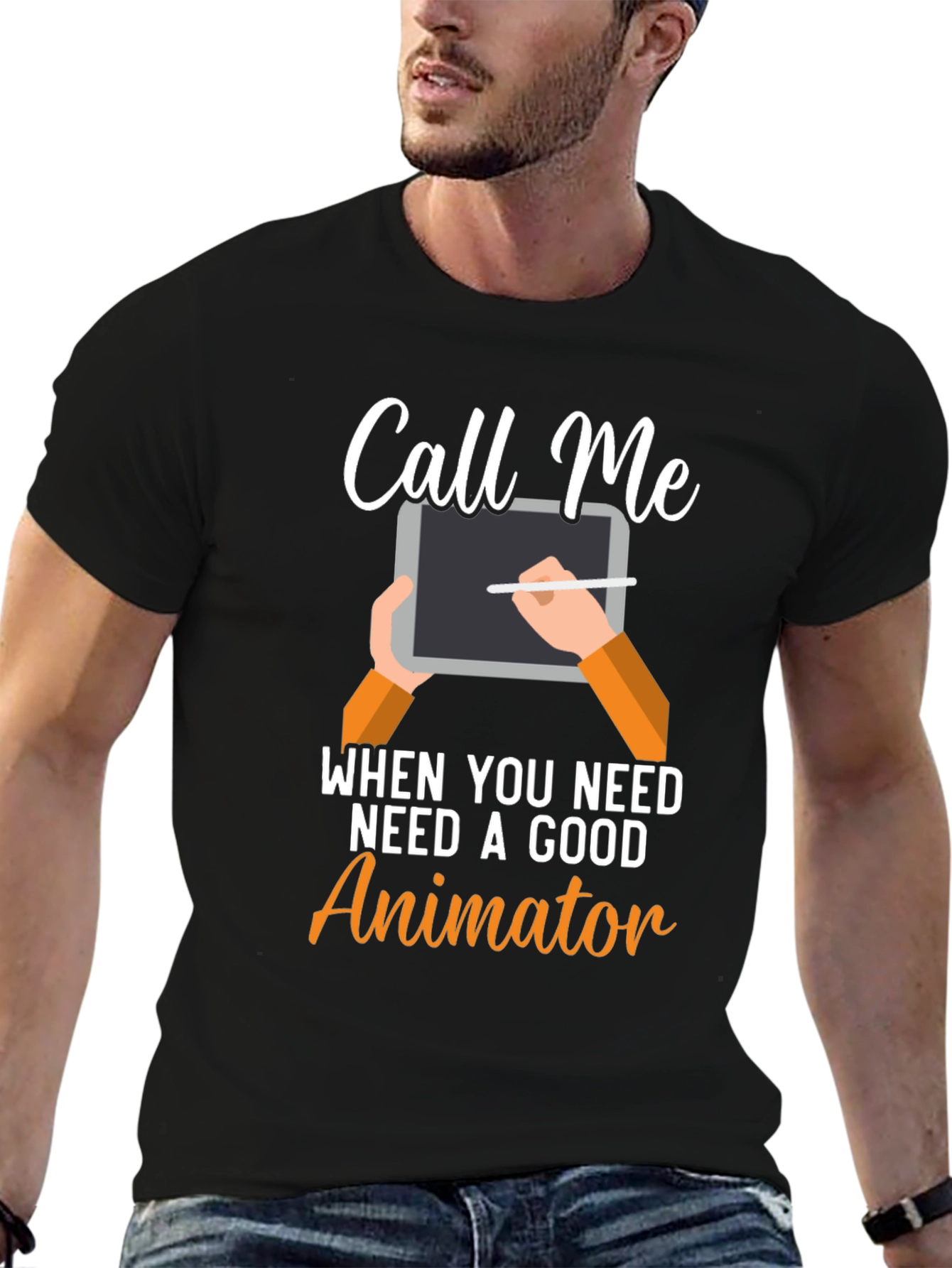 Black Call Me Animator T-Shirt - Creative Design view 6