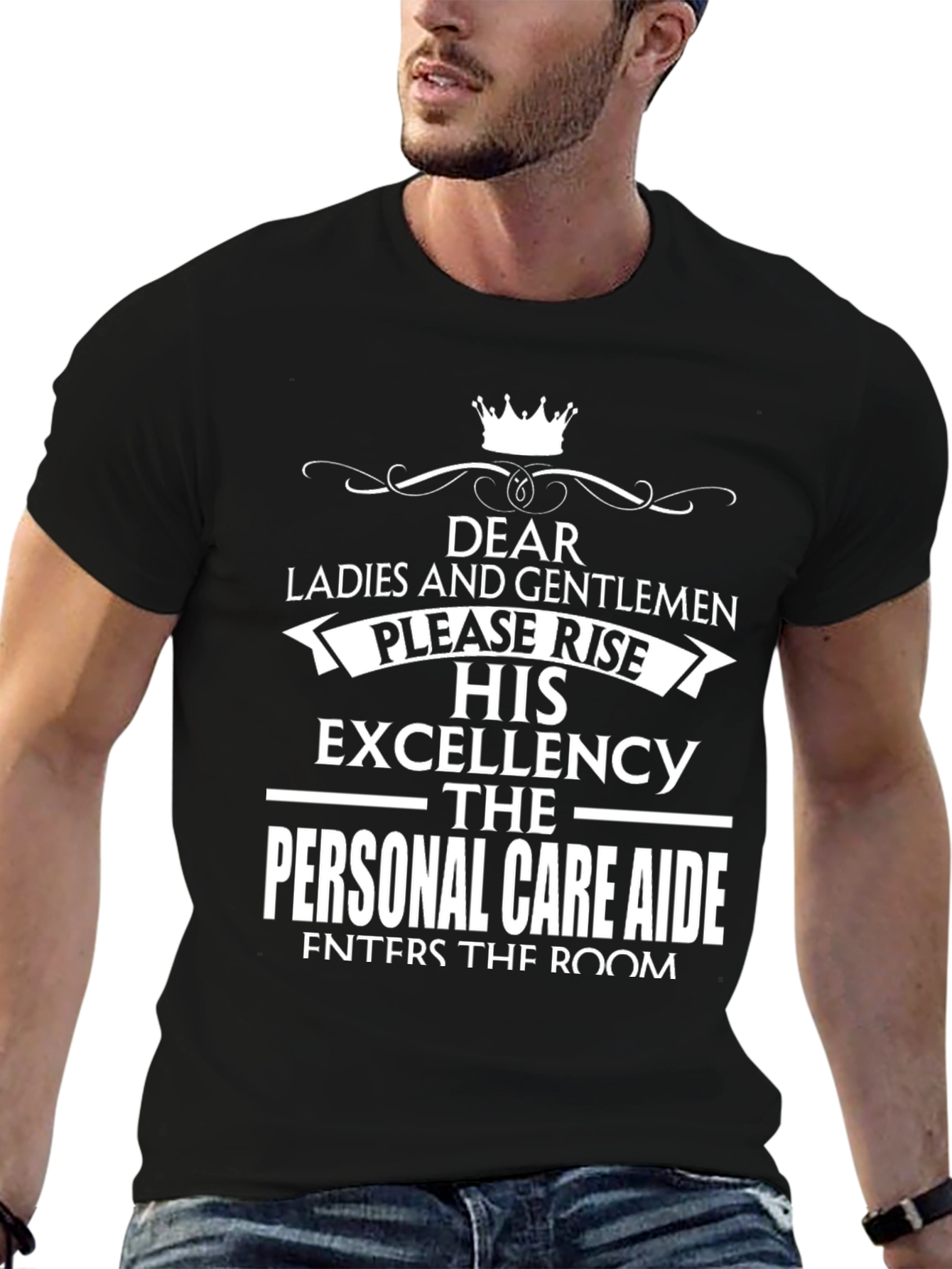Black Personal Care Aide Excellence T-Shirt view 6