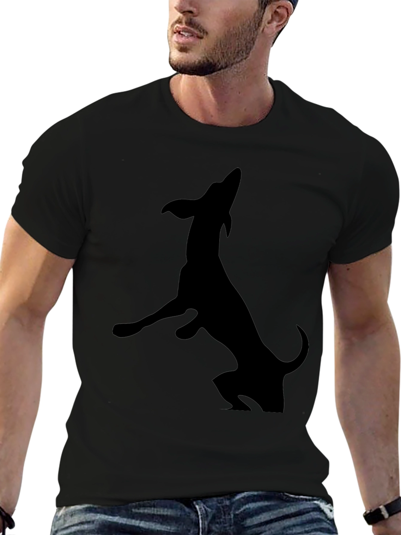 Black Black Dachshund Silhouette Graphic Tee view 6