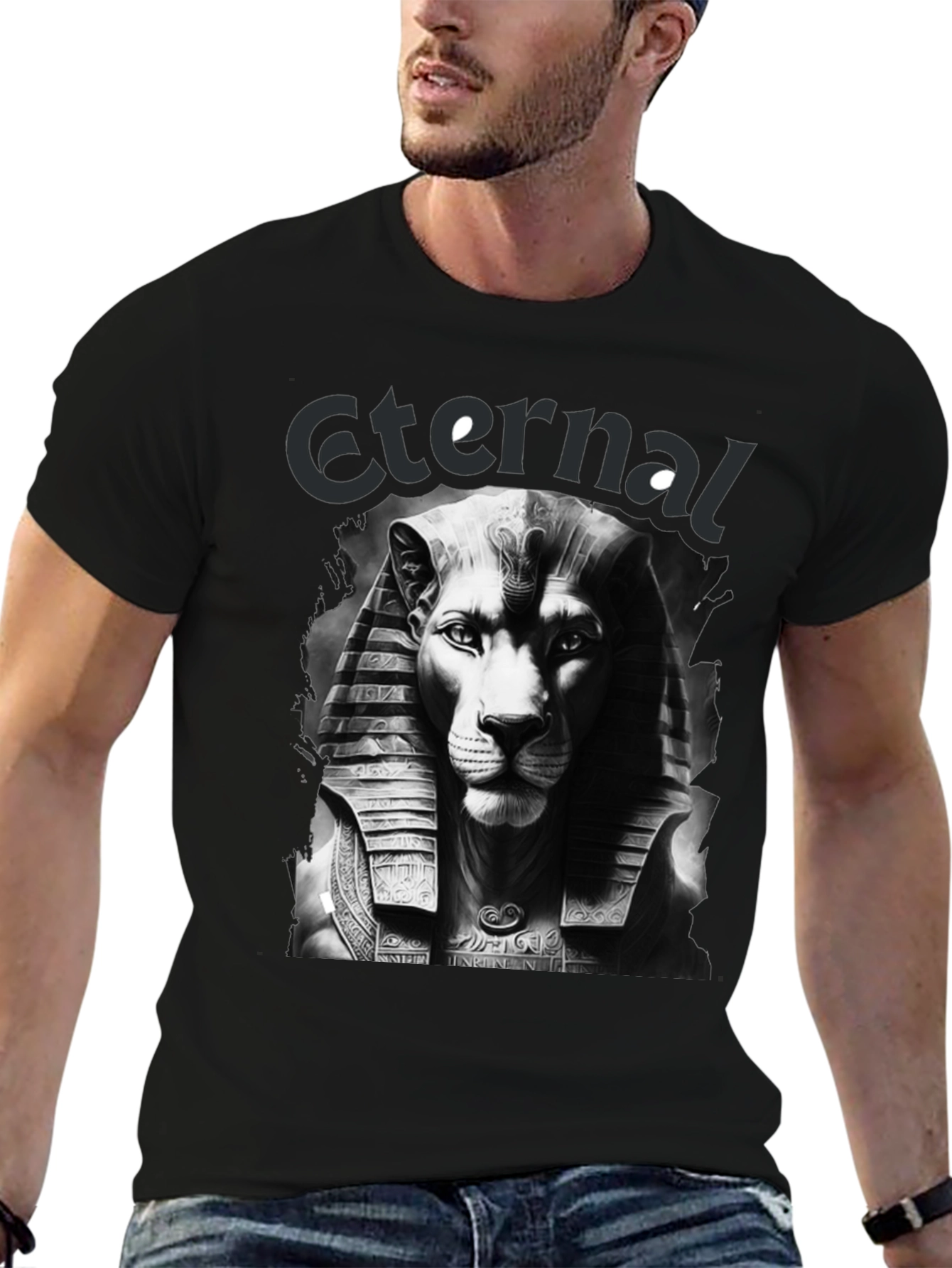 Black Eternal Lion Pharaoh Black Graphic Tee view 6