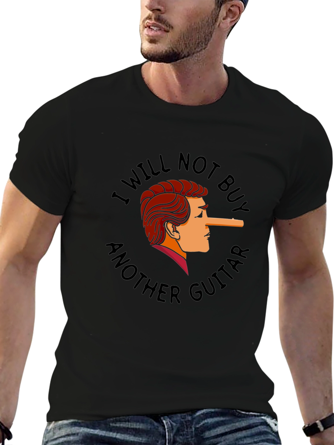 Black I Will Not Buy Another Guitar Funny T-Shirt view 6