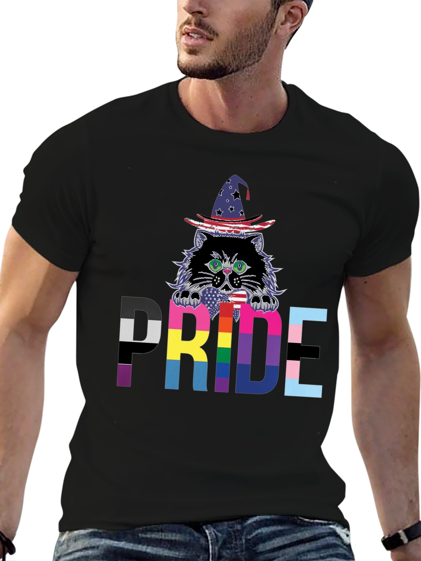 Black Pride Cat Wizard T-Shirt view 6