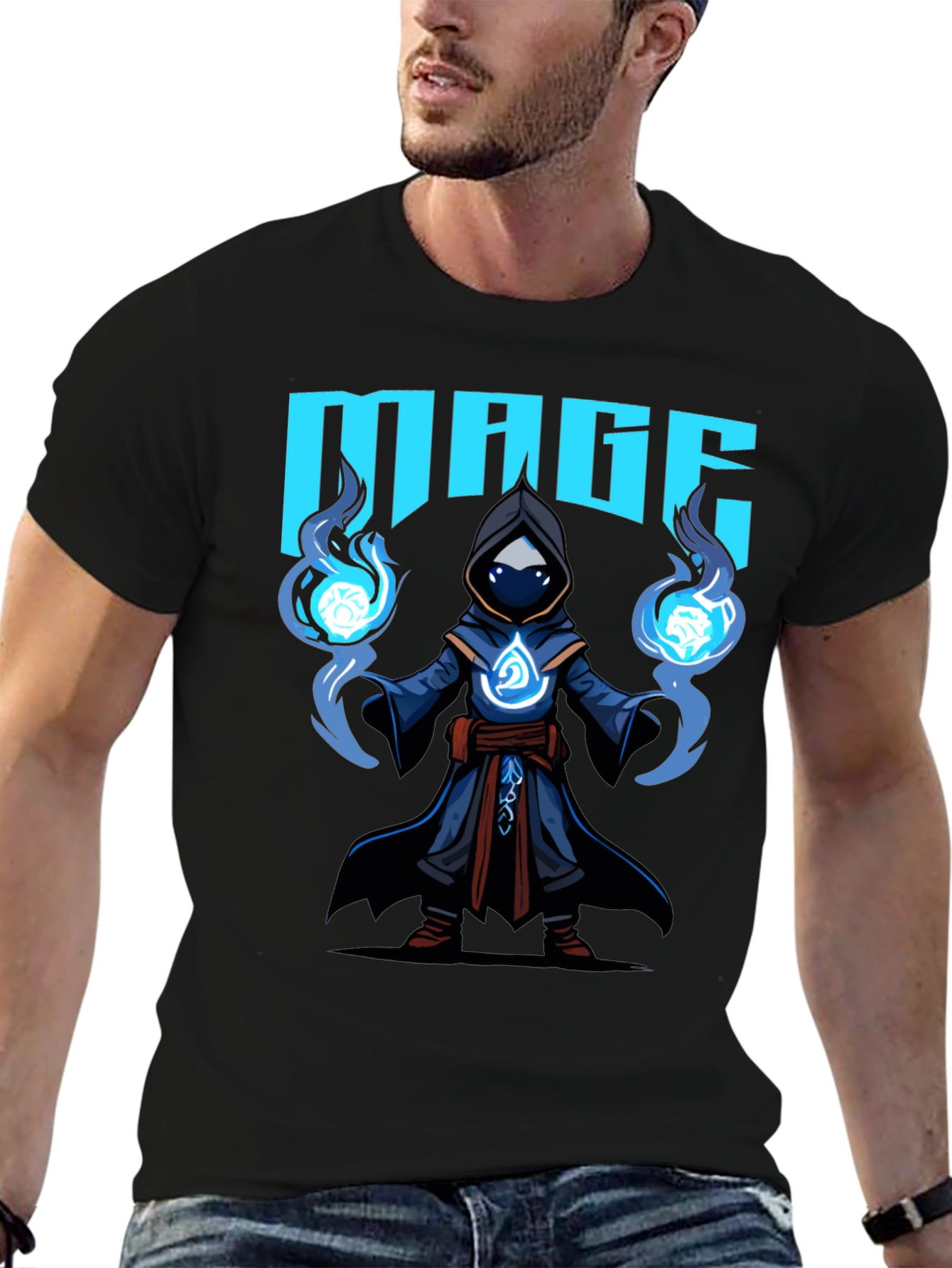 Black Mage Graphic T-Shirt - Black Cotton Tee view 6