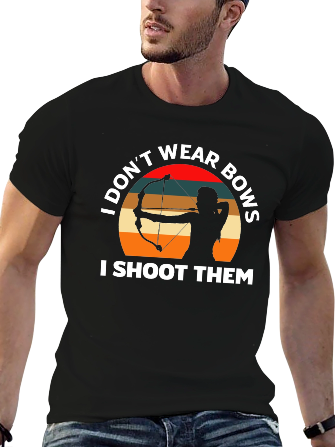 Black Archery Bows T-Shirt - I Don't Wear Bows, I Shoot Them view 6