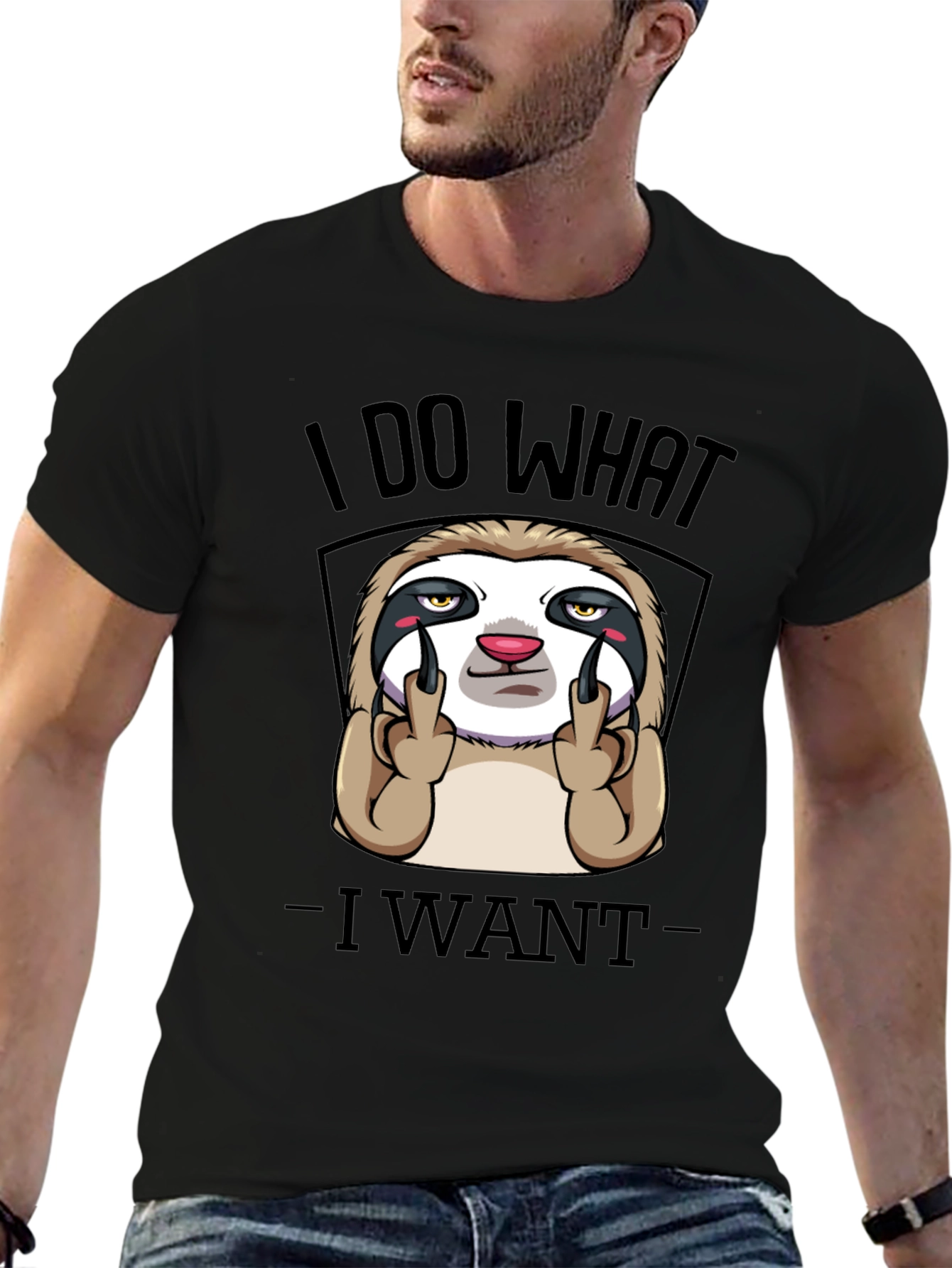 Black I Do What I Want Sloth Graphic Tee view 6